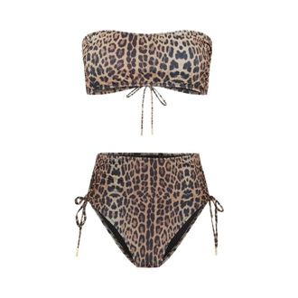Roberto Cavalli Jaguar Print Bikini - female - Roberto Cavalli - Bikinis - Brown - XS - Swimwear