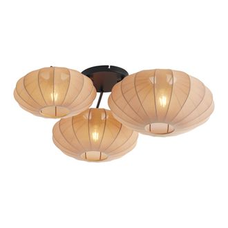 QAZQA Qazqa L&aacute;mpara De Techo Japandi Marr&oacute;n 3 Luces - Multi Bida