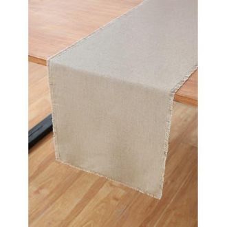 Solino Home Linen Table Runner for Dining Table, Holiday and Everyday Table Decor - Fringe in Natural at Nordstrom, Size Xx-Small