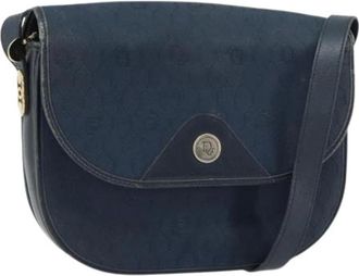 Dior Pre-owned Cross Body Bags, female, Blue, Size: ONE SIZE Pre-owned Vintage Honeycomb Canvas Shoulder Bag