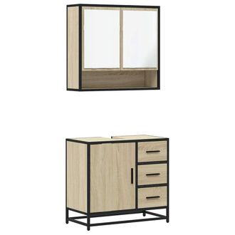 Berkfield Home 2 Piece Bathroom Furniture Set Sonoma Oak Engineered Wood in Tan
