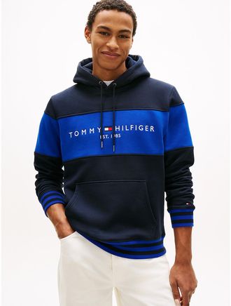 Tommy Hilfiger Mens Colorblock Logo Hoodie - Navy - XXXL