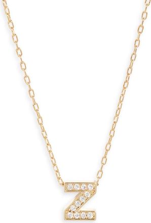 Nordstrom Pav&eacute; Cubic Zirconia Initial Necklace in Z- Clear- Gold at Nordstrom