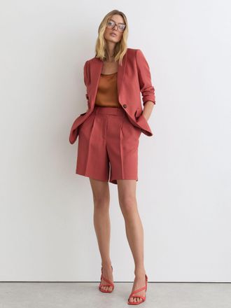 Reiss Burnt Red Single-breasted Peak-lapel Suit Blazer, 18