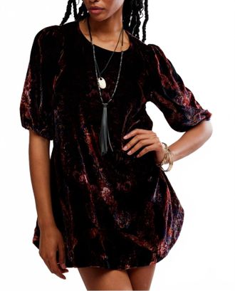 Free People Womens Maye Velvet Tunic Top In Black, Multi