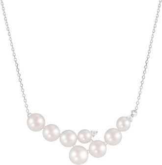 Splendid Pearls Silver 6-8Mm Pearl Pendant Necklace