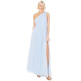 Anaya with Love Womens Ladies Maxi One Cold Shoulder Dress with Slit Split Sleeveless Prom Wedding Guest Bridesmaid Ball Evening Gown Light Blue Size 8