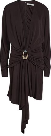 CHRISTOPHER ESBER Draped Asymmetric Jersey Midi Dress - Dark Brown - 34 (UK6 / XS)