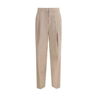 Fabiana Filippi Broeken, Dames, Beige, L, Wol, Fleece Wollen Geklede Broek