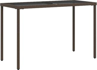 vidaXL Garden Table with Glass Top Brown 115x54x74 cm Poly Rattan Vidaxl
