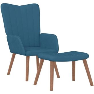 vidaXL Sill&oacute;n De Relax Con Taburete Terciopelo Azul Vidaxl