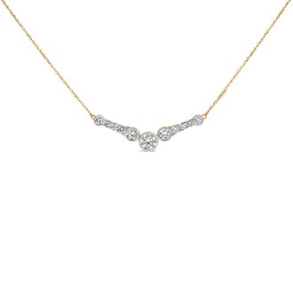 House of Brilliance 10K Yellow Gold Plated Sterling Silver 1 1/2 Cttw Lab Grown Diamond V Bar Necklace