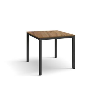 Konte Design Mesa de madera, efecto roble, estructura met&aacute;lica antracita 80x80