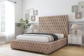Comfort Beds Ambassador Naples Bed Frame - 50 Upholstered Headboard in Light Brown | Size: Single