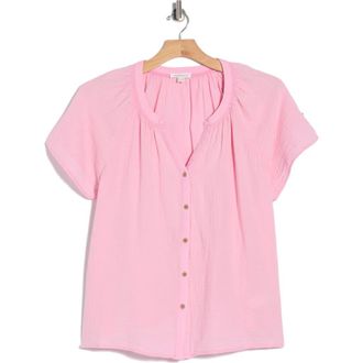 Beach Lunch Lounge Lark Cotton Gauze Button-Up Top in Wild Rose Wash at Nordstrom Rack, Size 2X