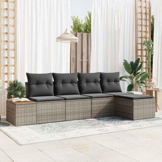 vidaXL Vidaxl - Conjunto De Sof&aacute; De Jard&iacute;n 5 Pcs Gris 184 X 62 X 85 Cm