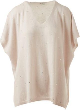 Kinross Cashmere Crystal Vee Popover in Oat at Nordstrom