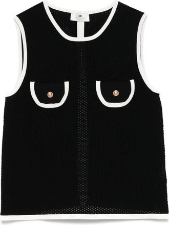 Elisabetta Franchi Top in maglia traforata - Nero