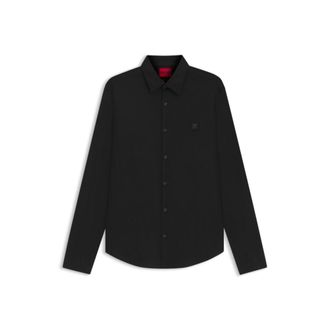 HUGO BOSS Slim-fit shirt in cotton poplin with logo stripe