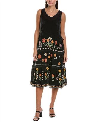 Johnny Was Leanna Tiered Dress In Black