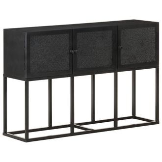 Berkfield Home Sideboard 115x30x76 cm Solid Mango Wood in Black | Size: 115 x 30 x 76 cm