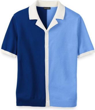 Paul Fredrick Cotton Button Front Camp Collar Sweater