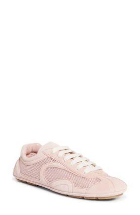 Prada Mixed Media Low Top Sneaker in Coral at Nordstrom, Size 10.5Us