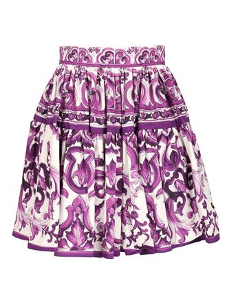 Dolce & Gabbana Short Skirt With Maiolica Print Gonne Violet-Donna