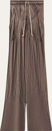 Rick Owens Drawstring Bias Satin Wide-Leg Pants