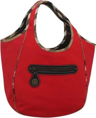 Burberry Tweedehands Canvas handtassen - Dames - Vintage Handtas - Rood - ONE Size - Vintage