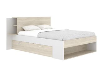 Vente-Unique Cama 140 x 190 cm con almacenamiento - Color: Natural y blanco - KEROSIA