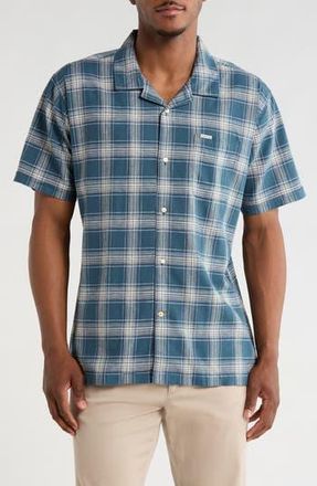 Barbour Fairlands Regular Fit Plaid Short Sleeve Linen & Cotton Button-Up Shirt in Dusk Blue at Nordstrom Rack, Size Xx-Large