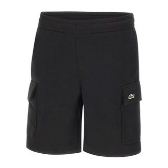 Lacoste Casual Shorts, male, Black, Size: S Cotton Fleece Cargo Shorts