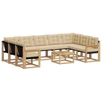 vidaXL Conjunto De Sof&aacute;s De Exterior Con Coj&iacute;n 10 Pcs Y Beige Vidaxl