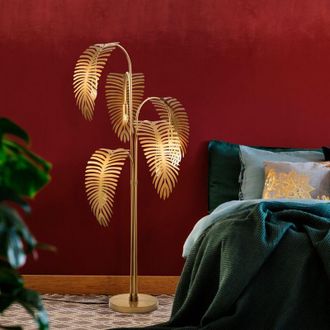 Dmora L&aacute;mpara De Pie Tifernina, Casquillo E 14 M&aacute;x 40 W, Pantalla, Interruptor Conexi&oacute;n Directa, Dorado