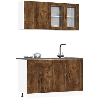 vidaXL Vidaxl - Conjunto De Armarios De Cocina De 4 Piezas porto De Madera De Ingenier&iacute;a De Roble Ahumado