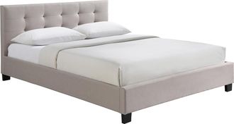 Miliboo Cama 160 X 200 Tela Beige Acolchada Marquise