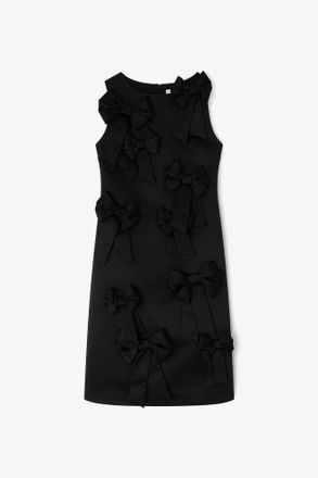 Ganni Black Satin Bow Dress - Size 34