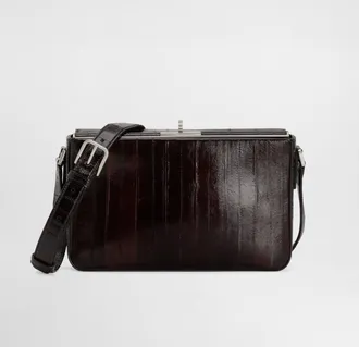 Dolce & Gabbana Marlene Eel Leather Shoulder Bag - Man Crossbody Bags Brown Onesize