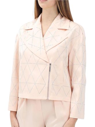 Simona Corsellini Pink Polyester Satin Biker Jacket