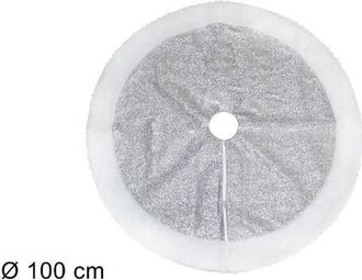 Trade Shop Trade Shop - Tappeto Sottoalbero Natale Gonna Copertura 100cm Effetto Glitter Silver Pelliccia