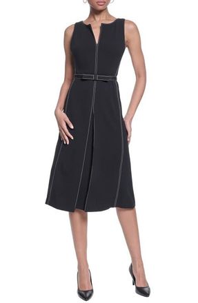 Karl Lagerfeld Sleeveless Scuba Crepe A-Line Dress in Black at Nordstrom, Size 12