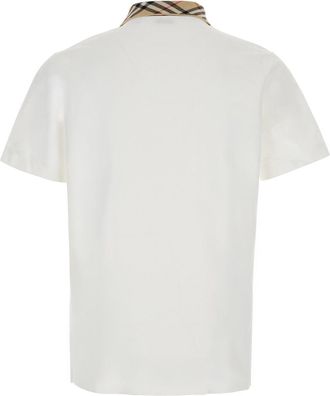 Burberry Mens T-shirt With Front Logo, White Cotton T-Shirts And Polos