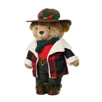MondoViro Oso con sombrero y abrigo a cuadros 18x14 cm 31h