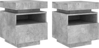 vidaXL Vidaxl - Mesitas de noche con luces led 2 uds gris hormigón 40x39x48,5cm