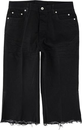 Rick Owens Black Frayed Hem Denim Shorts