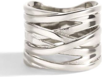 Mint & Lily Wire Wrap Statement Ring in Silver at Nordstrom, Size 10