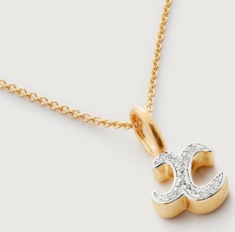 Monica Vinader Gold Alphabet X Diamond Fine Chain Necklace Adjustable 46cm/18 Diamond