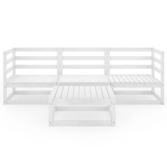 Berkfield Home Sturdy 4 Piece Garden Lounge Set White Solid Wood Pine