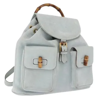 Gucci Pre-owned Vintage Suede Backpack - Dames - Pre-owned - Blauw - Maat: ONE Size Su&egrave;de